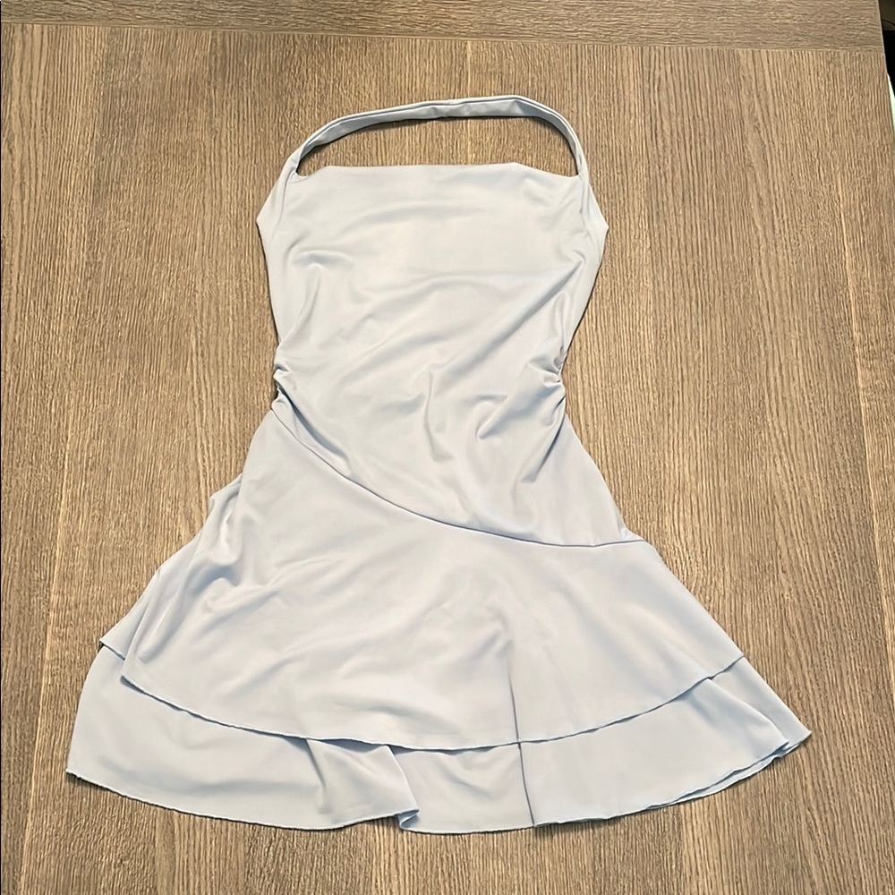 Light Blue Tiered Halter Sundress
